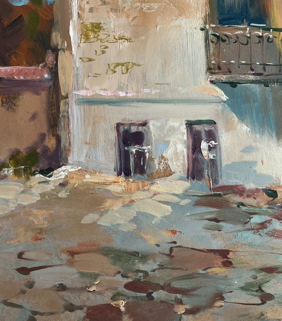 Image 1 of Original Oil Painting Summer Street Landscape Warm wind on the streets