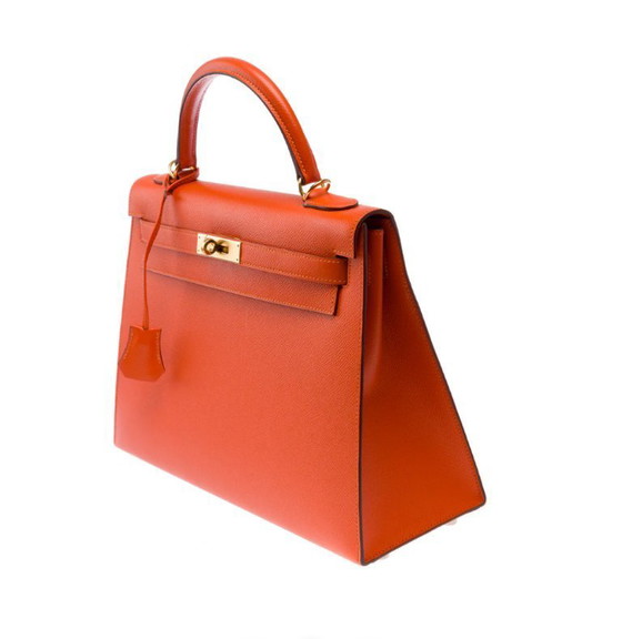 Image 1 of Sac HERMES Kelly 32 en Cuir Orange - 103499
