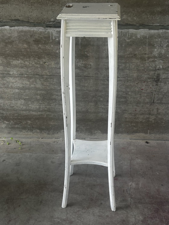 Selletta Antica in Legno Verniciato Bianco – H 110 Cm – Porta piante, Wood (photo 5 of 9)