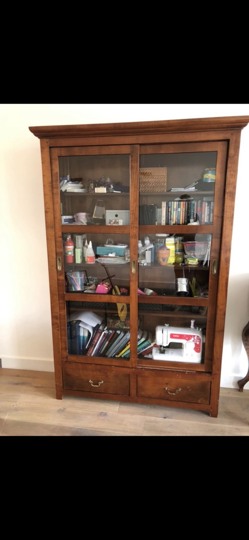 Bookcase china cabinet display cabinet cherry wood narrow