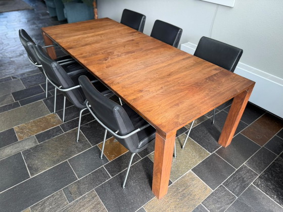 Solid wooden Leolux dining table, 240 x 100 cm without chair, Brown (photo 3 of 5)
