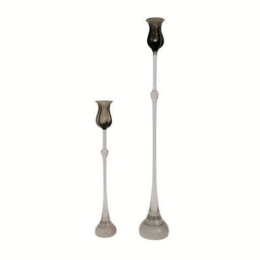 Coppia di portacandele “Tulip”, in vetro soffiato, Bjönn Wiinblad per Rosenthal, anni 2000 – Germania