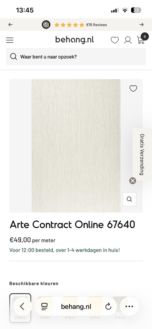 Papier peint vinyle Arte neuf - Contrat en ligne 67640 – wanddecoratie, Plastic