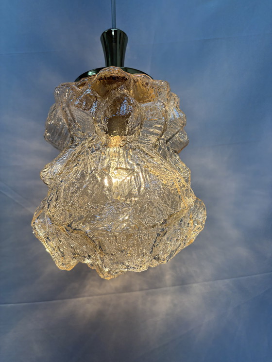 Image 1 of Vintage Peill & Putzler "Alaska" pendant lamp ice glass 1970