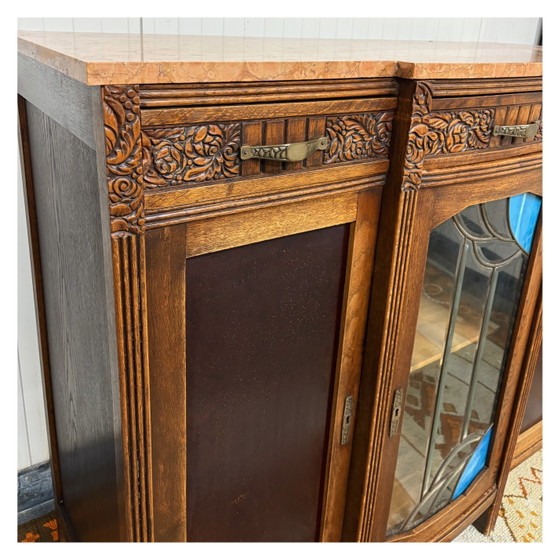 Prachtig Antiek Art Deco Dressoir Kast Marmer – Opbergkast, Wood (photo 7 of 8)