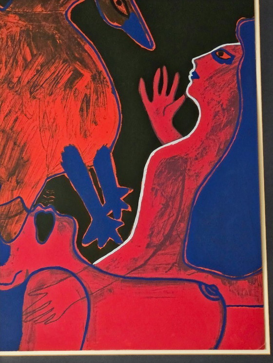 Image 1 of Corneille - Two Women with Birds - Hand-signed - 1978