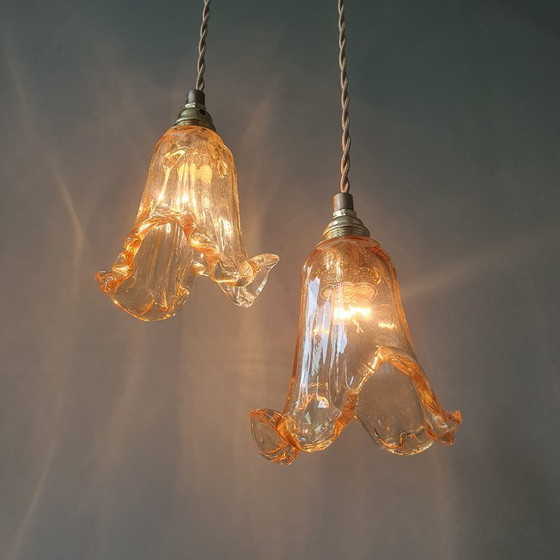 Image 1 of Ensemble de 2 suspensions vintage de Murano - Italie - Milieu du XXe siècle