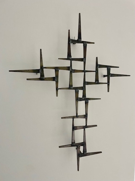 Image 1 of Corey Ellis wandsculptuur ijzer – Brutalistisch 2021