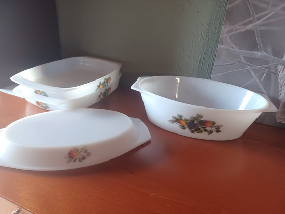 Image 1 of Vintage Arcopal France Oven Dish with Lid "Fruits de France