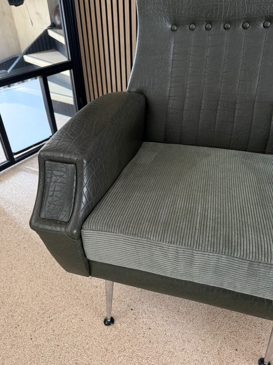 Fauteuil vintage années 50-60 – Skai, Textile (photo 4 of 7)