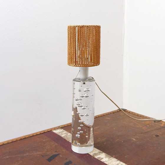 Image 1 of Glass lamp with air bubble pattern, "Daum France" style, circa 1975