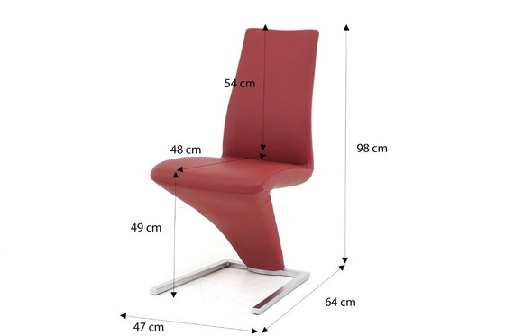 Image 1 of Rolf Benz 7800 Stühle Esstisch 1210 Leder 4 Stück Rot Stuhl