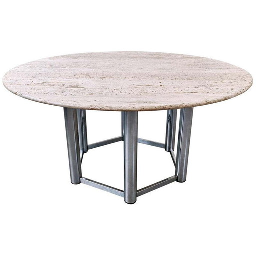 Gran mesa de comedor vintage de travertino
