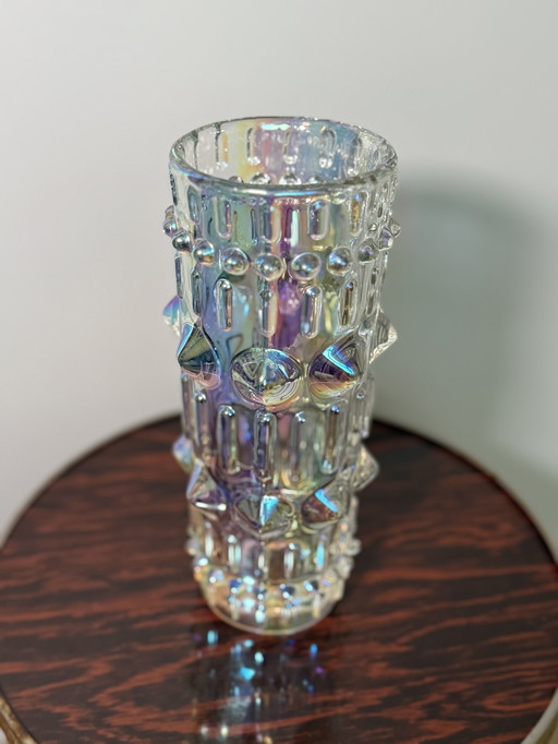 Vintage Sklo Union irisierende Vase