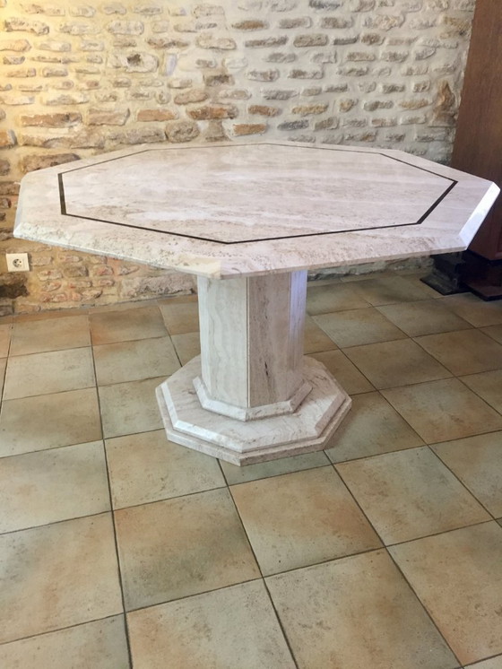 Image 1 of VINTAGE TABLE TRAVERTIN 70'