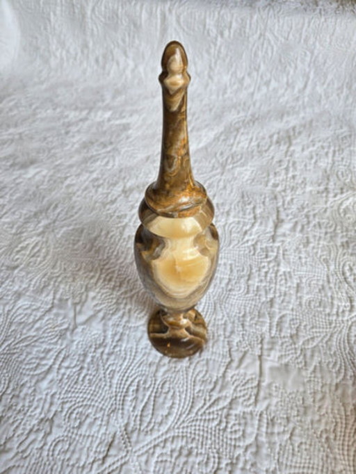 Vintage covered vase in veined marble onyx, 1960s-1980s – vazen, Stone (photo 2 of 5)