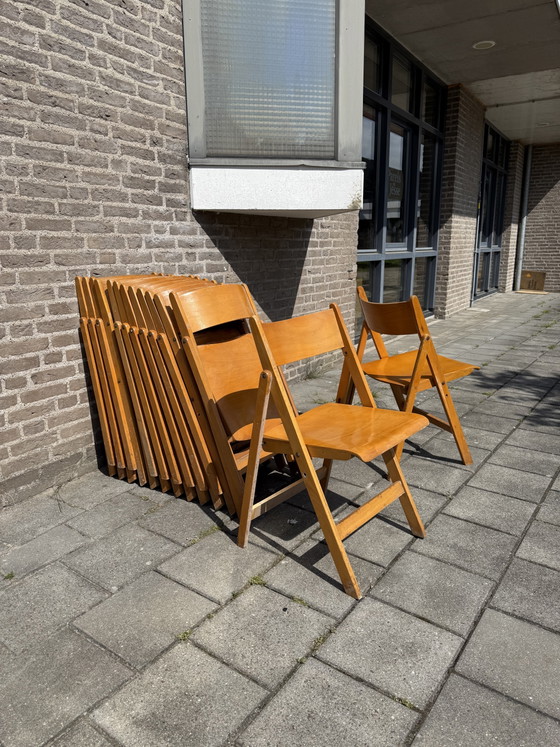 Image 1 of Partij Van 14x Vintage Plywood Klapstoel ‘70