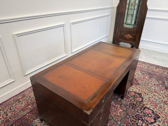 Scrivania da Partner Classica Stile Campaign Inglese – Scrivanie, Leather, Wood (photo 13 of 15)