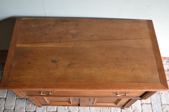 Image 1 of Antique oak wooden sideboard.