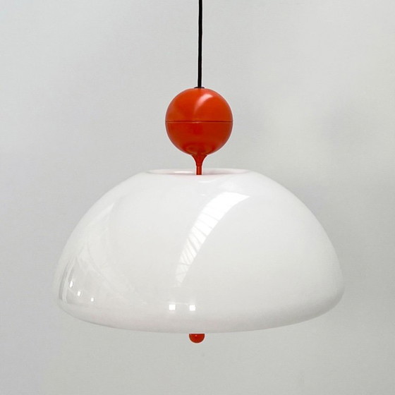 Image 1 of Lámpara colgante Saliscendi en naranja de Elio Martinelli para Martinelli Luce, años 70