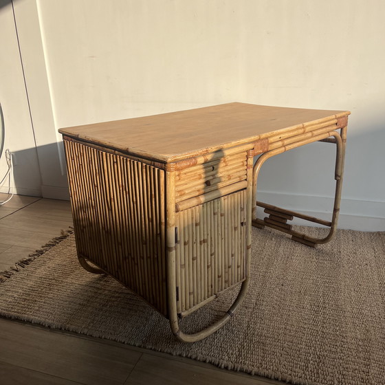 Image 1 of Rotan Bamboe Bureau Mid Century Vintage