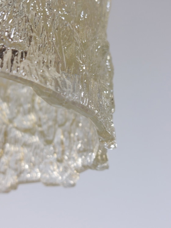 Image 1 of Mid Century Vintage Ice Glass Lamp Pendant Lamp 60s