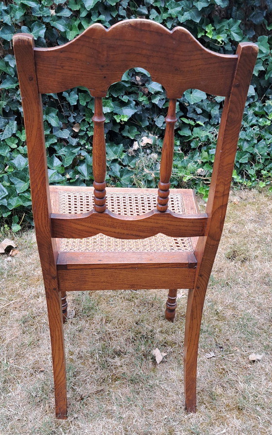 2 sillas de comedor antiguas de madera estilo Biedermeier con correas. – Rattan, Wood (photo 3 of 6)