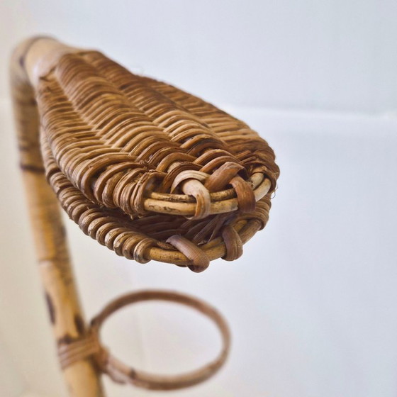 Image 1 of PORTE-PLANTES VINTAGE 1960 SERPENT GEANT EN BAMBOU & ROTIN 60S 1960S ANNEES 60