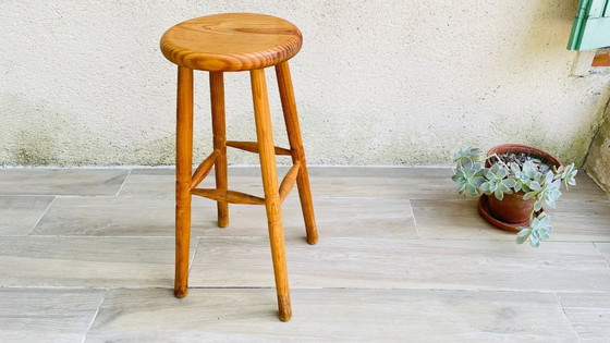 Image 1 of Vintage Solid Wood High Stool