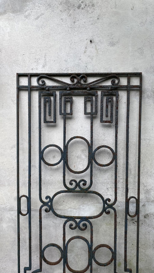 Grille de porte en fer forgé Art Déco