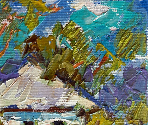 Image 1 of Original Oil Painting Spring Village Landscape Spring days in the village
