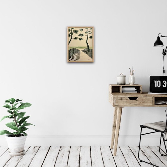 Image 1 of Inchiostro verde oliva su carta naturale da 250 g. Dimensioni 40x30 cm.