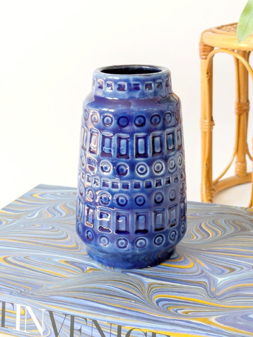Midcentury Scheurich Ceramic Vase | Inka Decor Denim Blue | West Germany