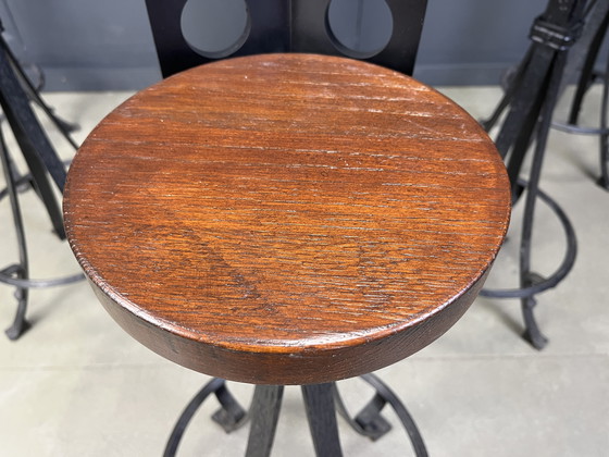 Image 1 of Sgabelli da bar brutalisti vintage in ferro battuto, anni '70 - Set di 6