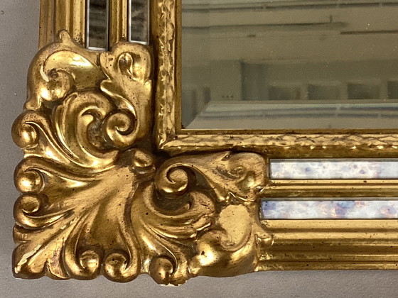 Image 1 of Miroir à facettes Deknudt doré avec bords fumés