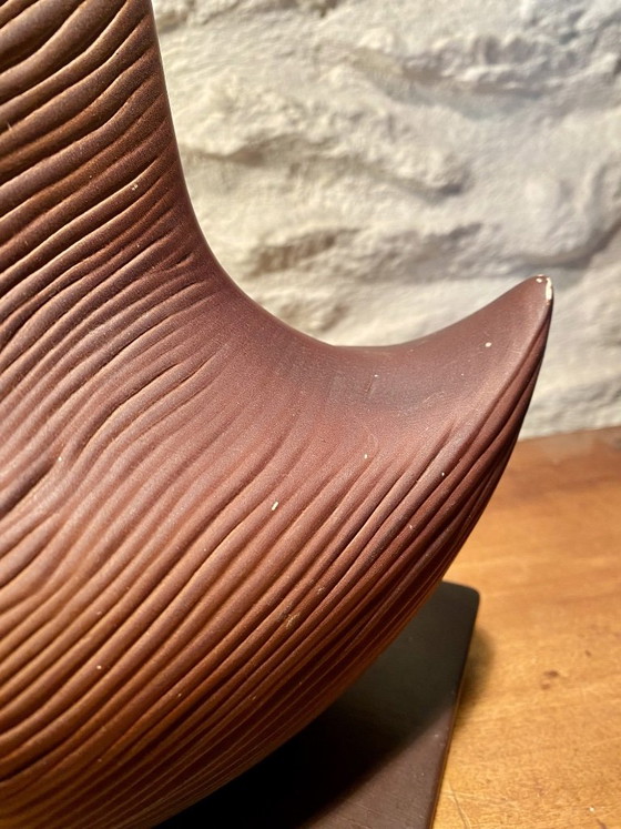 Louis Drimmer signed Table lamp Mid Century Modern brown Ceramic, Wood (photo 5 of 6)