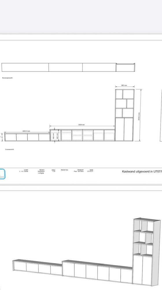 Image 1 of Pensile con panca da pranzo e pannelli murali esagonali