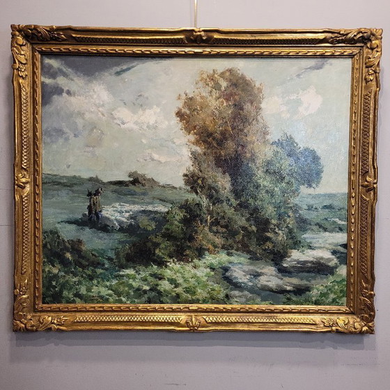 Image 1 of “Paesaggio con pastore” Ricard Arenys Galdón, XX secolo – Catalogna, Spagna