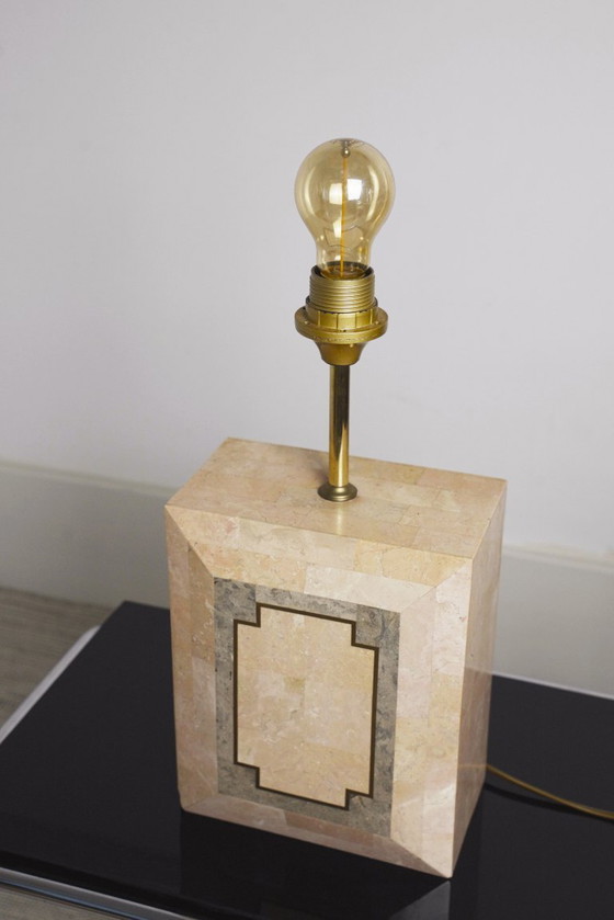 Image 1 of Vintage Marble Table Lamp Italian Art Deco Stone Lamp Geometric Marble Lighting Mid Century Modern Accent Lamp