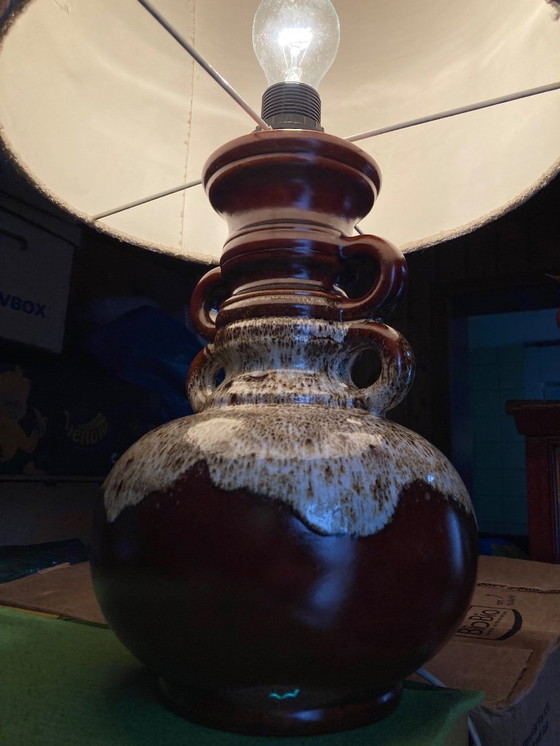 Image 1 of Scheurich Vase Fat Lava West Germany Table Lamp Ceramic Base 70s Vintage