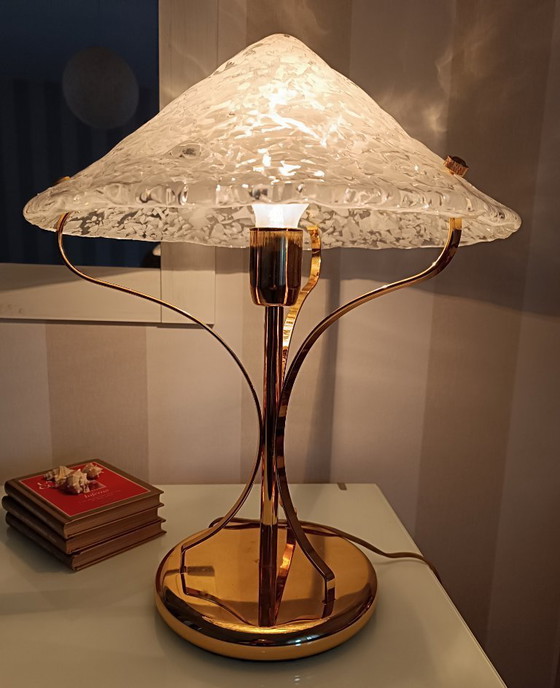 Image 1 of MURANO Large 46cm Table Lamp by Sylcom - Broken Ice Effect - Handmade - Made in Italy New
