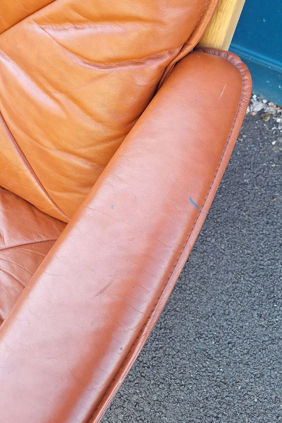 Image 1 of Banquette scandinave en bois et cuir par Soda Galvano pour Liebe Mobel
