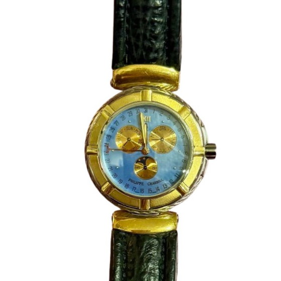 Image 1 of Orologio da polso unisex Philippe Charriol "Celtic Calendar" - Madreperla blu / Montre Charriol Phase lunaire Vintage