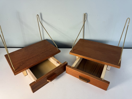 Prachtige Set Vintage Deense Nachtkastjes (Jaren '60) – Wood, Brass (photo 8 of 14)
