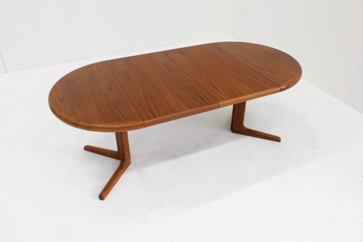 Vintage Danish round extendable teak dining table 1960s