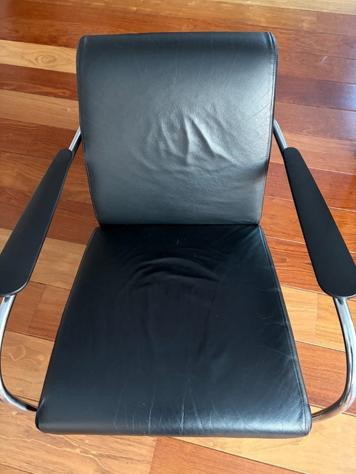 set van 2 Harvink fauteuils Club - zwart leer