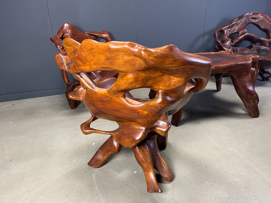 Image 1 of Grande set di sedie in radice di ulivo, anni '60