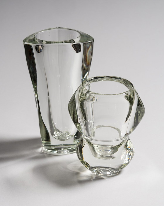 Image 1 of Paire de vases sculpturaux en verre tchèque par František Vízner pour Sklo Union, 1962