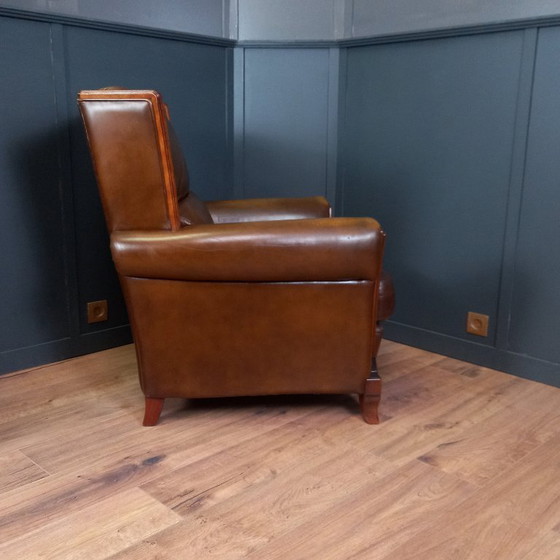 Image 1 of Elegant Art Deco Armchair in Sheepskin - Timeless and Luxurious Seating Comfort