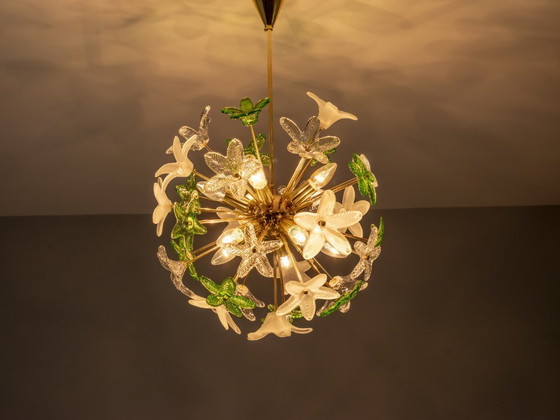 Image 1 of Sculptural Floral Glass Chandelier, Czechoslovakia, 1970s–1980s
